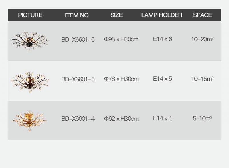 K9 Crystal Metal 6 Arms E14 Chandeliers & Pendant Lights