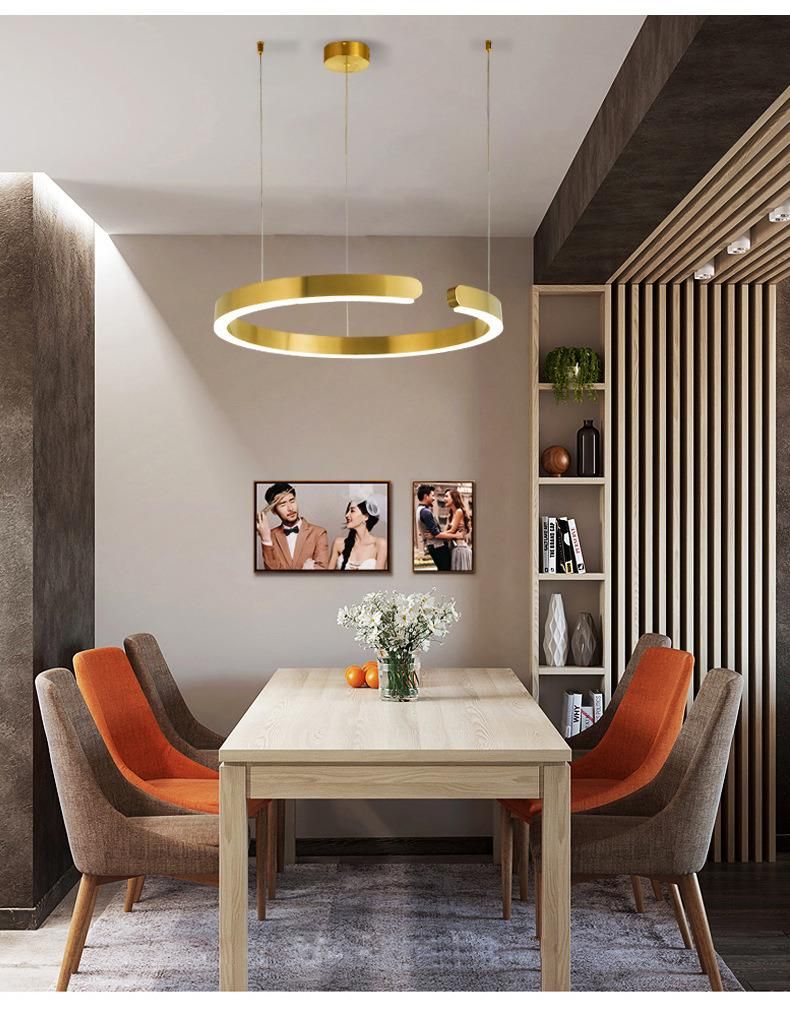 C-Shaped Office Meeting Bar Stainless Steel LED Dining Room Light Lighting Fixtures Modern Chandelier