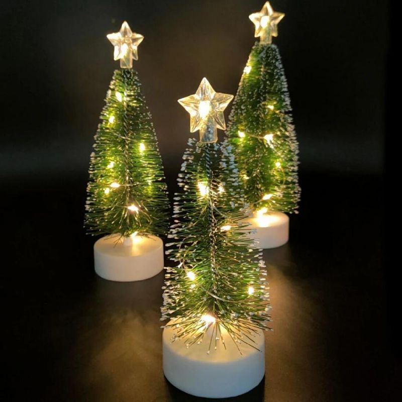 Christmas Decoration Mini Snowing Christmas Tree LED Candle for Tabletop Decoration