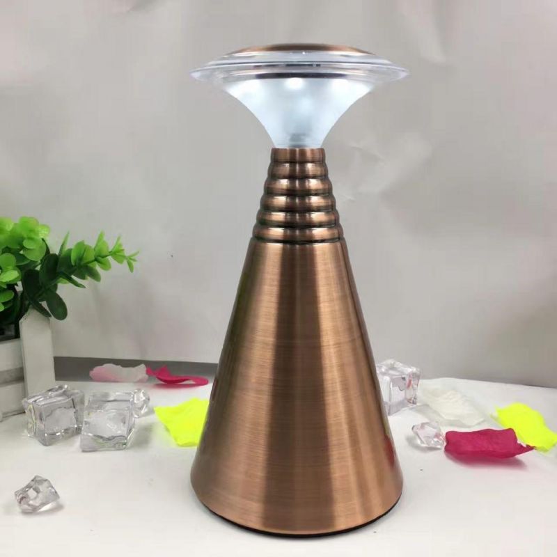 Hotel Style Aluminium USB Dimmable Rechargeable LED Table Night Lights Mini Gold Cordless Restaurant Touch Dimmer Dimming Desk Lamp for Hotel Bar KTV Club Home