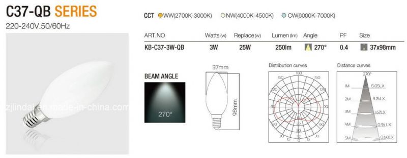 Full Glass LED Candle Bulb C37-Qb