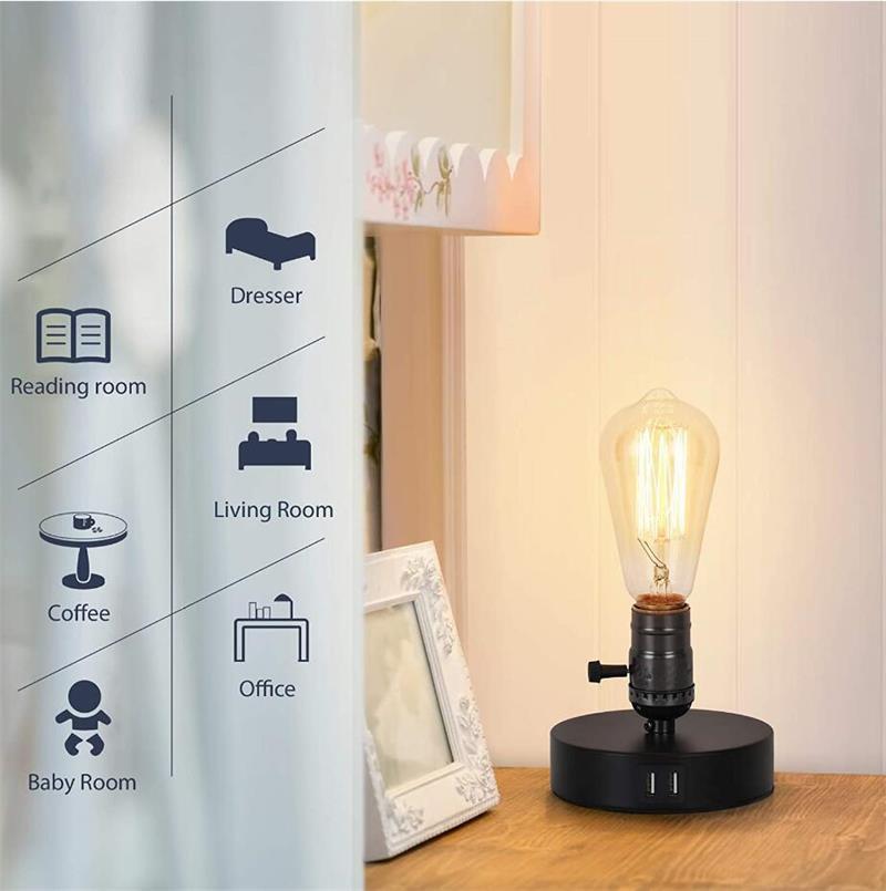 LED American Minimalist Modern Bedroom Bedside Night Light USB Charging Desk Lamp