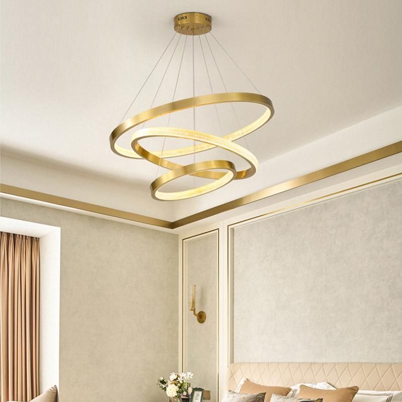 Restaurant Light Luxury Rings Creative Pendant Crystal Lamp