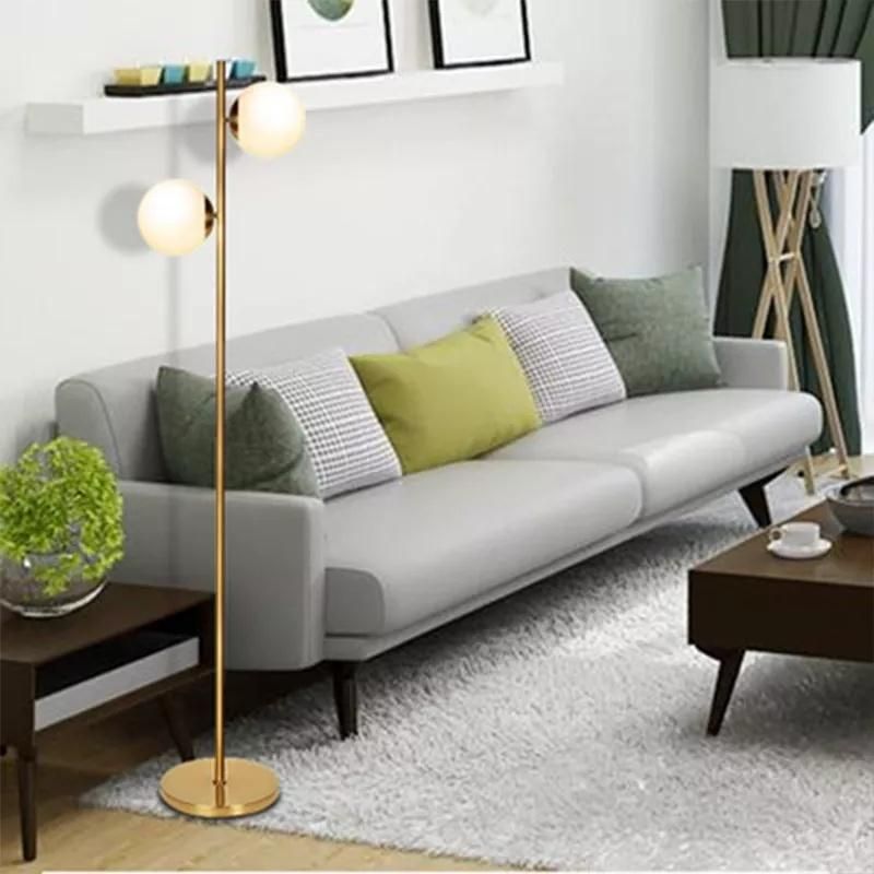 Amazon Nordic Metal E27 Double Ball LED Modern Golden Stand Glass Floor Lamps