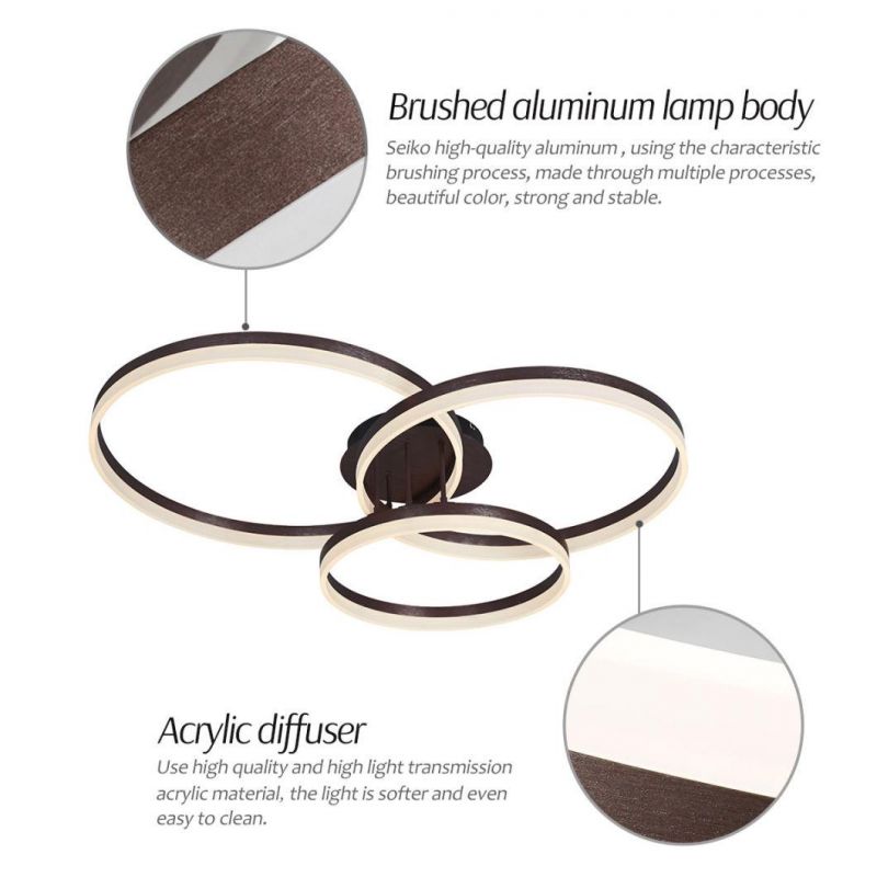 Masivel Three-Ring Circle Lamp Modern Living Room LED Ceiling Light