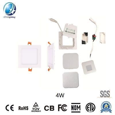 Square Recessed SKD LED Panellight 4W 85V-265V 280lm Room Light