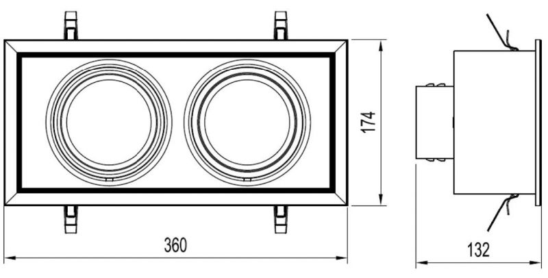 Modern Design Waterproof Aluminum Alloy 2 Heads 12W*2 Commercialcob Recessed Mounted Dimmable Superior LED Grille Light