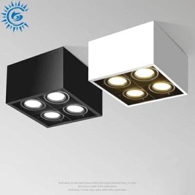 10W 12W 15W 18W 20W Square Deep Downlight Anti-Glare 3000K 4000K 6000K CCT Four Head Fixtures Adjustable COB LED Mounted Spot Light