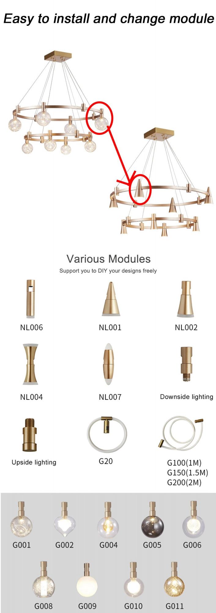 Modern Pendant Gold Hot Sale Amazing Euro LED Chandelier for Living Room, Home, Villa and Hotel CE ETL Certification Decoration