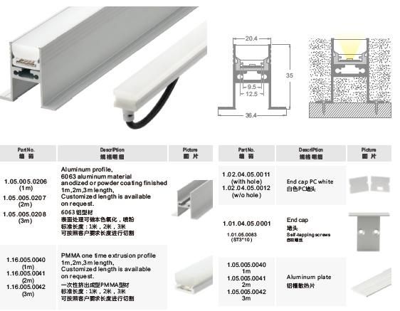 High Quality Aluminum 10W LED Linear Light LED Linear Inground Recessed LED Light