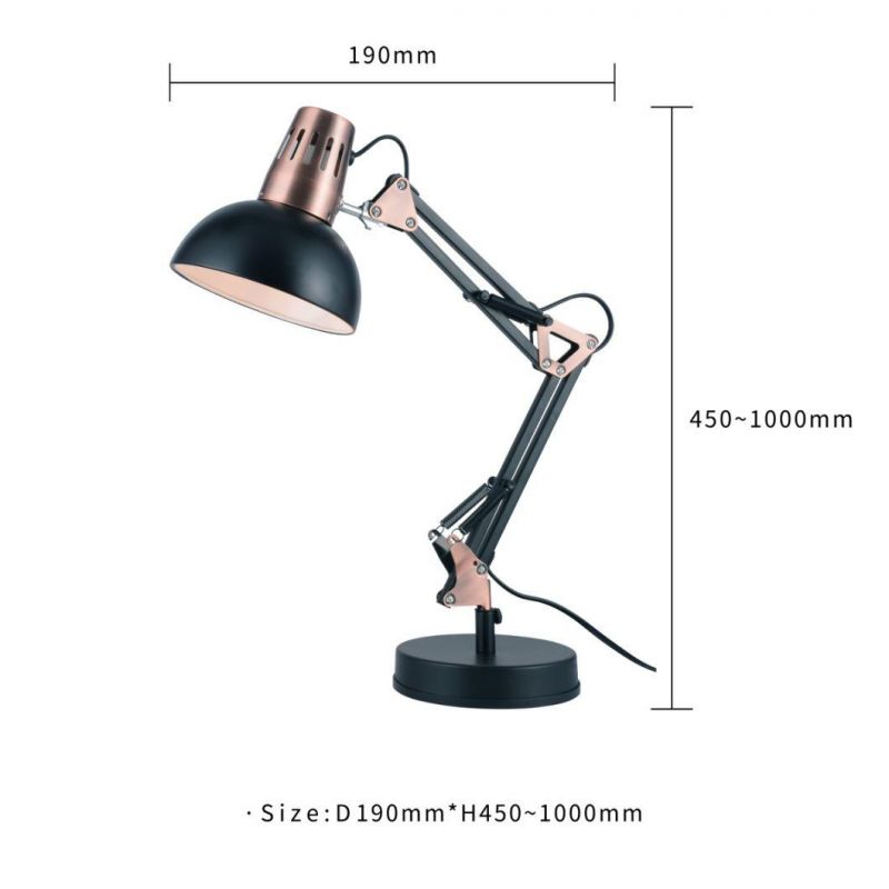 E27 Bulb Holder, Classical Swing Arm Architect Lamp, Flexible Desk Light for Office, Reading, Bed