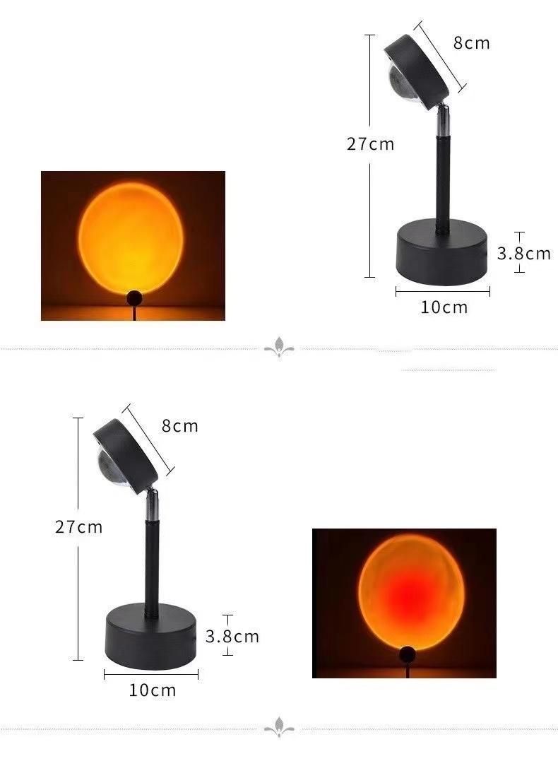 Sunset Lamp Sunset Projector 10W 180 Degree Rotation Sunset Light USB Sunset Glow Light Warm Romantic Visual Night Decorative Lights for Photo Vlog