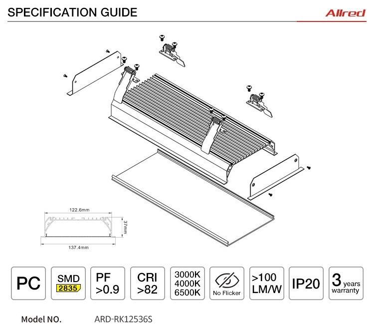 for Office Meeting Room LED Tube, LED Ceiling Light, Recessed Linear Light