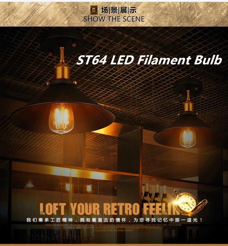 Top Supplier Clear 2700K 2200K 4W Dimmable Vintage LED Edison Lamp Decoration Filament Bulb St64 LED Filament Light