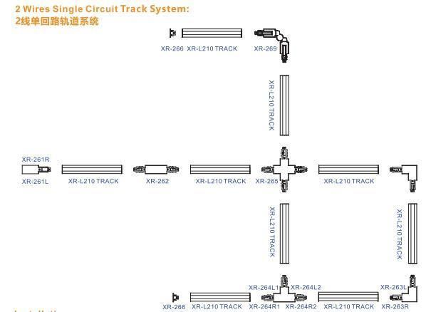 X-Track Single Circuit Black T Connector for 2wires Accessories (L2)