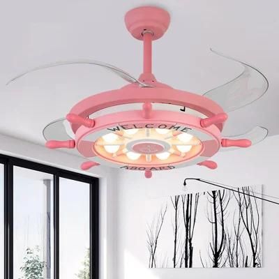 Cute Electric Fan Mute Ceiling Fan with Light for Children Baby Bedroom