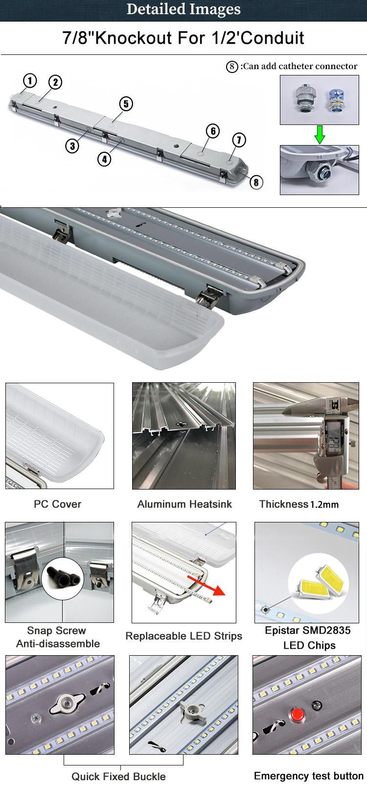 Linkable LED Shop Lights Tri Proof Lamp IP65 Tube Lighting