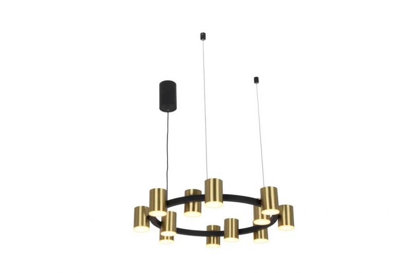 Masivel Lighting Modern Pendant Light Linear Aluminum Brass Cylinder Decorative LED Chandelier Light