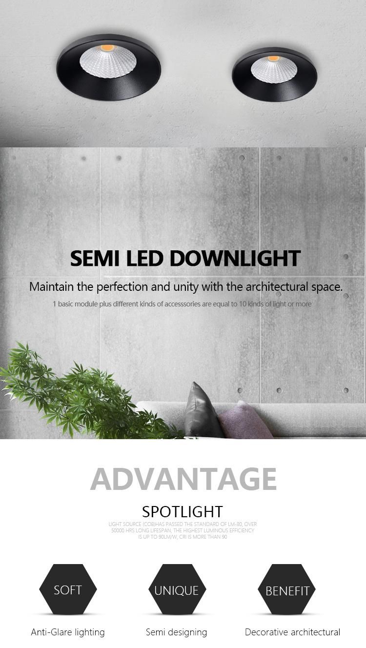 8W Triac Dimmable Semi LED Downlight CRI90