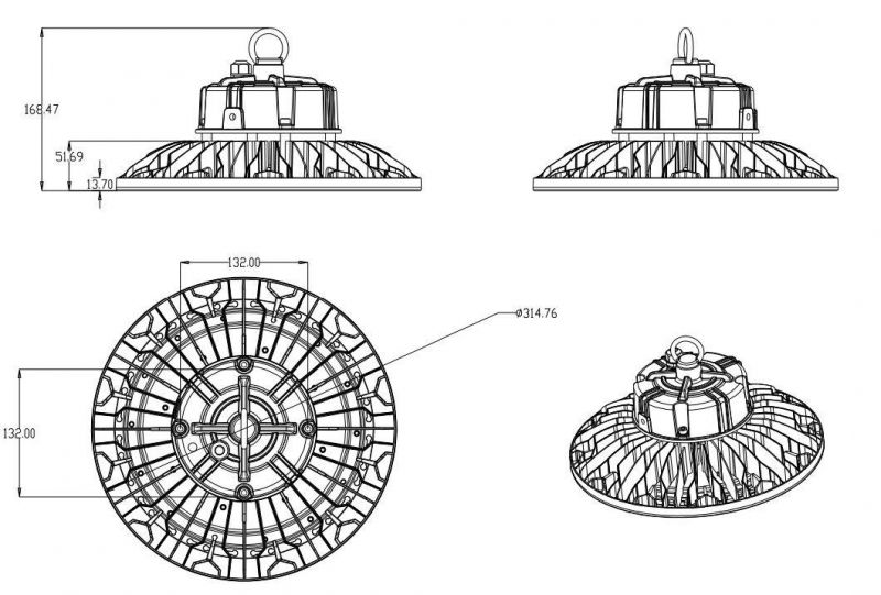 Beammax Mushroom B (with driver) 100W Sanan Driver Highbay Lightings Industrial Lightings 3 Years Warranty 150W 200W Ce RoHS TUV