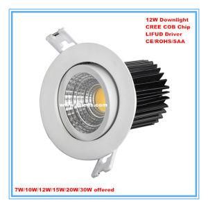 CREE COB 12W LED Downlight for Hotel/Home/Office/Supermarket Lighting