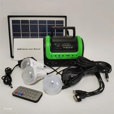Portable Mini Solar Power LED Lighting System Household Radio Music Power Bank Light Solar Light LED Spotlight