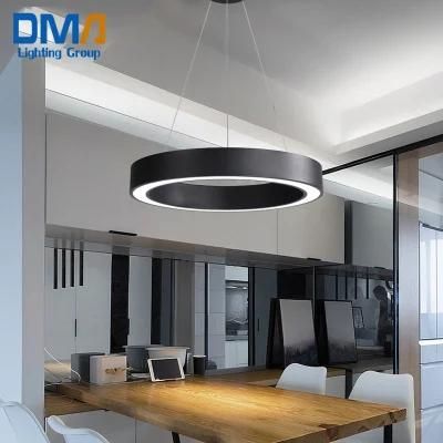 Modern LED Metal 18 Inch Ring Lamps Light Black Office Restaurant Hotel Decoration Commercial Circle Ring Pendant Light