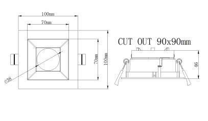 90mm Diameter LED Downlight Square LED Downlight Fixture