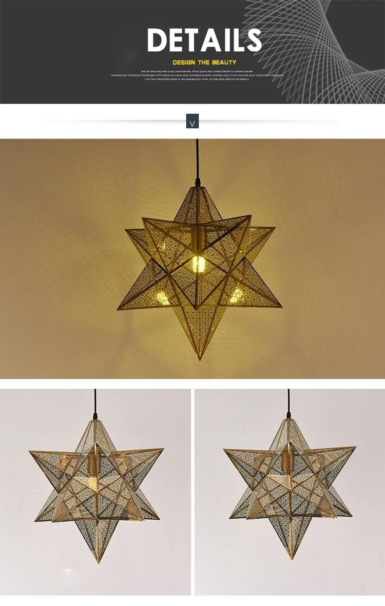 Artistic Stainless Steel Pendant Lamp Star Metal Hanging Lamps Restaurant Decorative Chandeliers