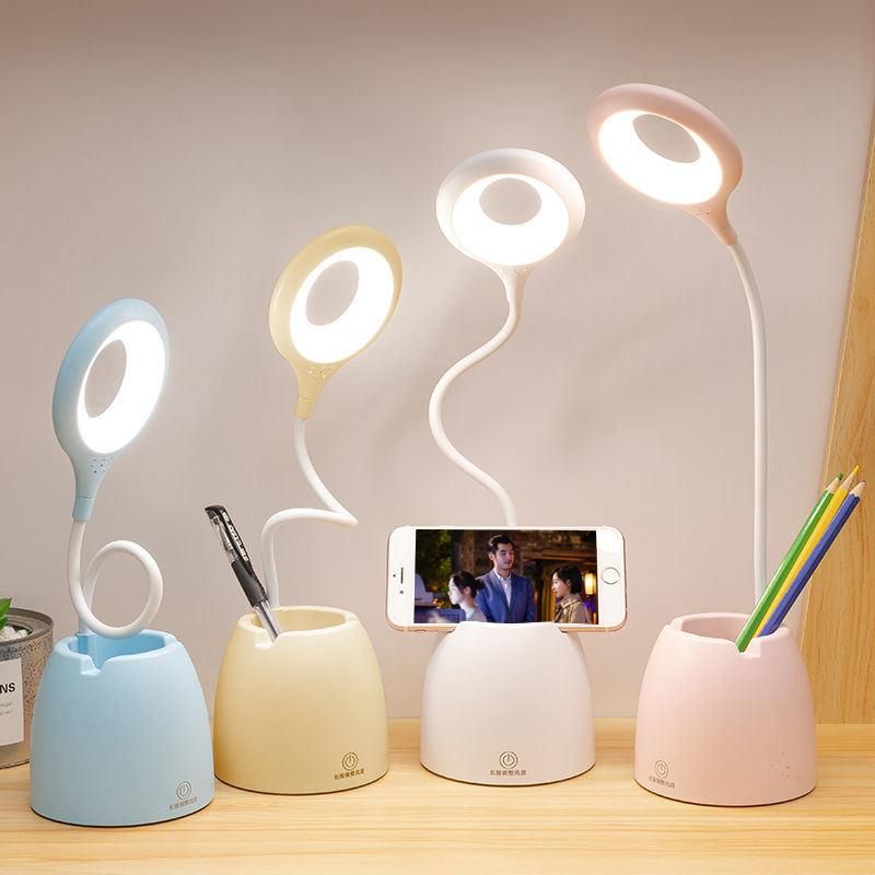 Table Lamp LEDs USB Touch Night Light Stepless Dimming Desk Light Eye Protection Learning Multi-Function Bracket Pen Holder