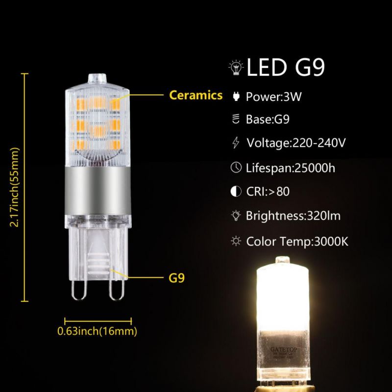 LED Lamp G9 3W 220-240V 3000-6000K No Flicker 360 Degree Beam Angle Energy Saving Light Bulbs Lamps for Home Light