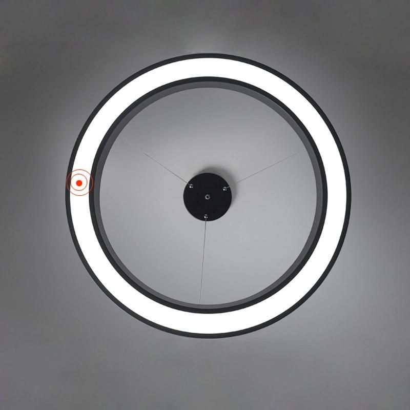 Modern LED Metal 18 Inch Ring Lamps Light Black Office Restaurant Hotel Decoration Commercial Circle Ring Pendant Light