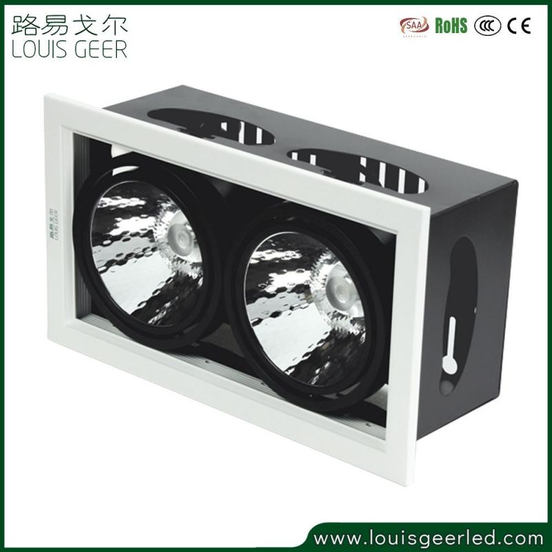 Louis Geer Ce LED Downlight Double Head Square LED Ceiling Light Grille Light for Commercial