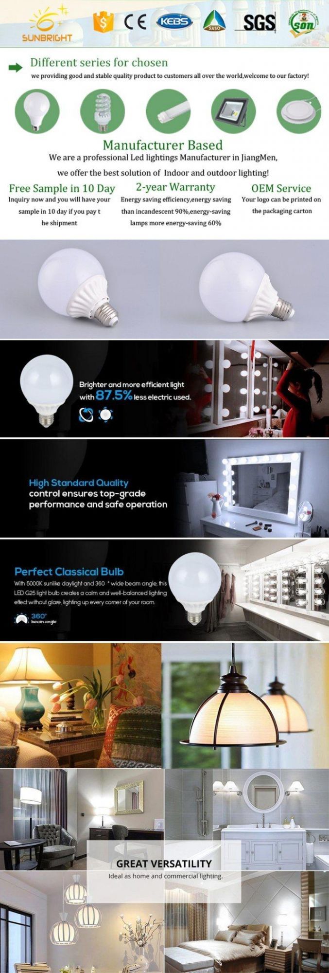 High Quality Low Price 9W B27 Base LED Globe Bulb