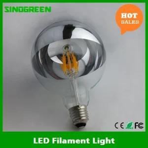 LED Half Chrome Silver Mirror Head Dimmable 8W G125 Filament LED