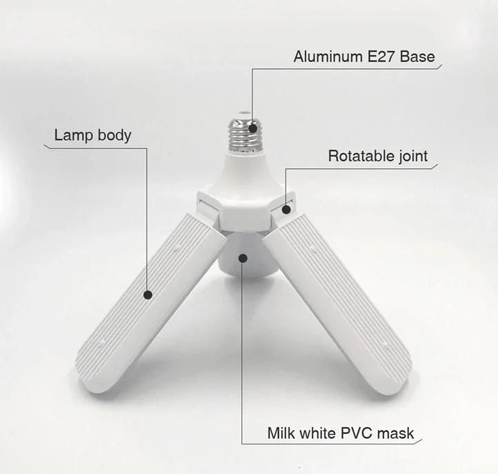 4 Leaves Foldable Fan Blade LED Light Bulb E27