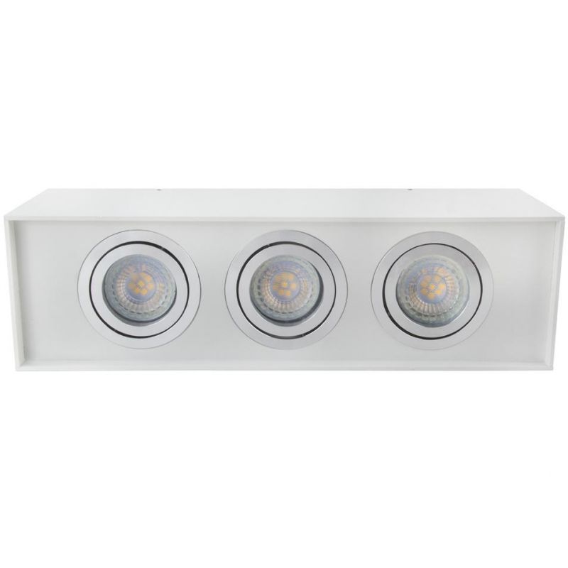 Ce RoHS Certified LED Decorative Lightings GU10 Ceiling Lamp 3 Heads Rectangle Downlight Housing