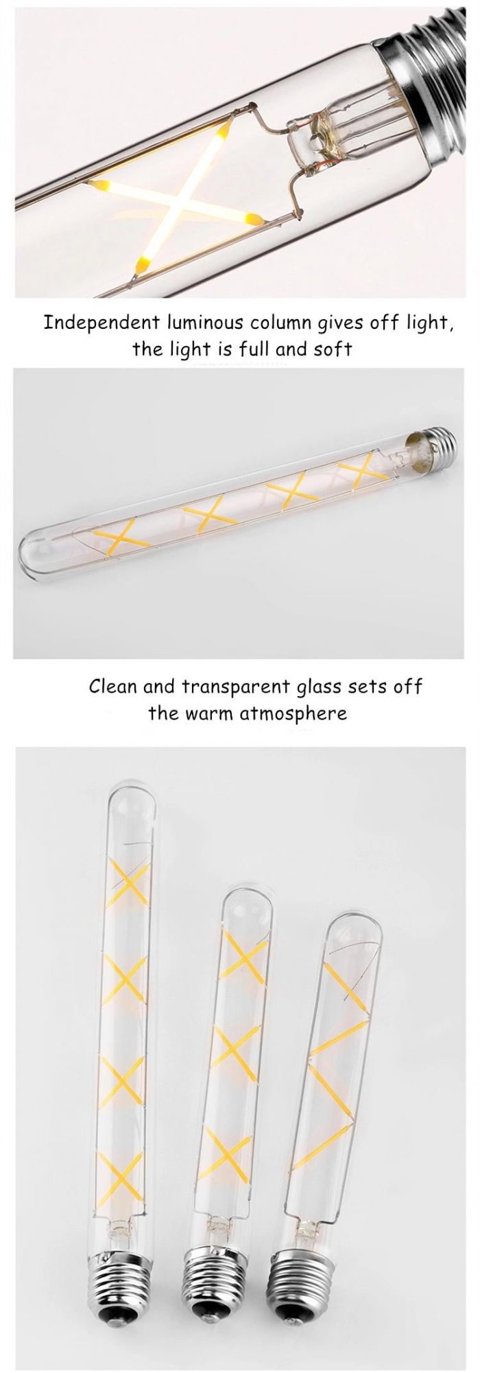 T28 6W Frosted Milky Amber Clear Glass LED Filament Bulb
