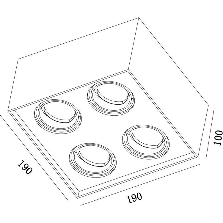 Surface Mounting Square LED Downlight GU10 Spotlight Fixture IP20 for Hotel Lighting