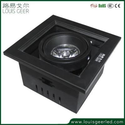 Black Housing Strobe Adjustable Beam Angle 5W 3000K Square LED Grille Light for Hotel Shop