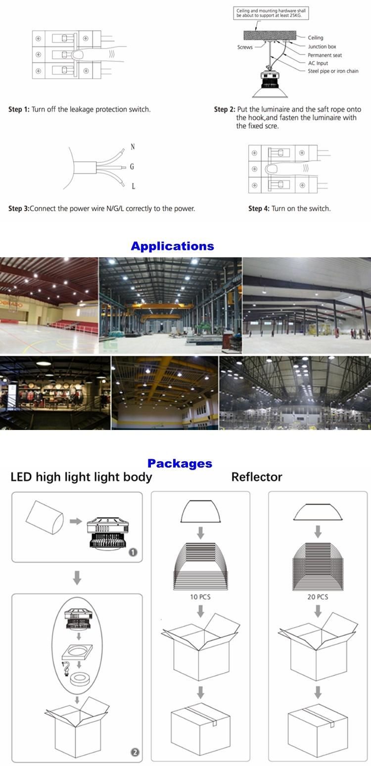 LED Reflector Highbay 150W 200W 250W LED Warehouse Light