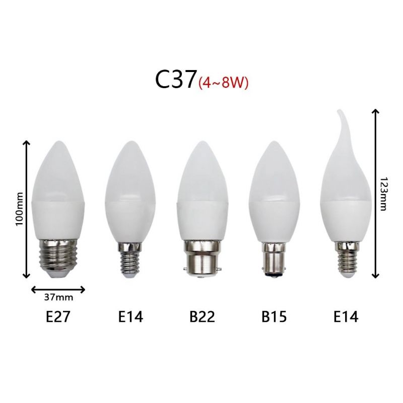 Chinese Manufacturer of LED Energy Saving Lamp C37 Bulb Light E27 E14 B22 with CE RoHS EMC for Indoor Home Office Decoration Lighting