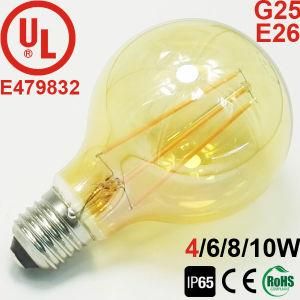Ultra Warm White High Power Factor Gold Vintage G25/G80 4W E26 LED Filament Globe Light Bulb UL-Listed 6W/8W/10W