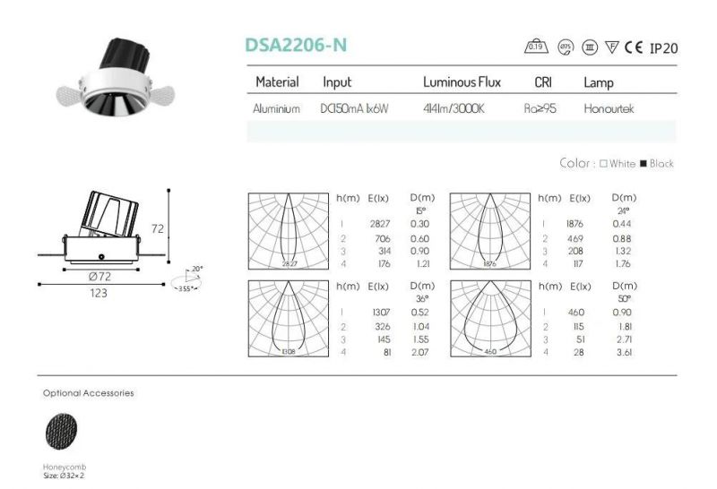 Dali Dimmable Recessed 6W Downlight Spot Ceiling LED Down Light