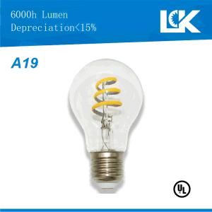 Warm White 7W 800lm A19 E26 Dimmable Spiral Filament Bulb LED Light
