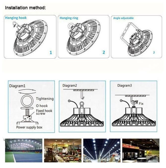 New Arrival Meanwell Drivers 100W 150W 200W 250W UFO LED High Bay Light LED Workshop Light