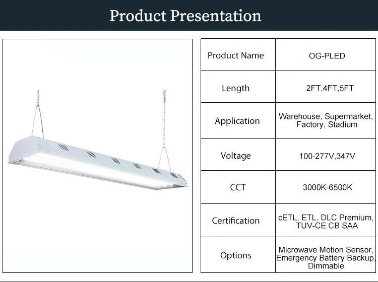 Commercial 4FT 5FT 240W 300W LED Linear High Bay Lights