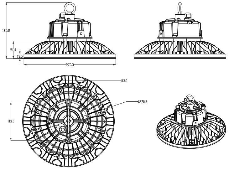 UFO LED High Bay Light Beammax Factory Customizing IP65 Industrial UFO Highbay Light 150W Ce