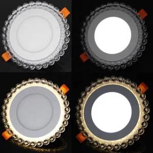 Zhongshan Factory Concealed Surface Mounted Flower Pattern High Power 18+6W Double Color LED Panel Light