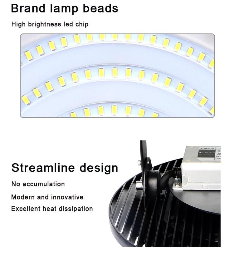 Hot Selling High Lumen Motion Sensor IP65 100W 150W 200W 400W UFO LED SMD Linear High Bay Light for Warehouse